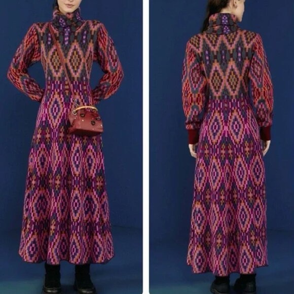 FARM Rio Dresses & Skirts - Farm Rio Tapestry scarf knit long sleeve dress size L